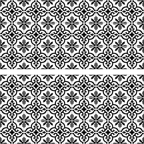 RoomMates RMK4649GM Ornate Black and White Tile Backsplash Peel and Stick Wall Decals