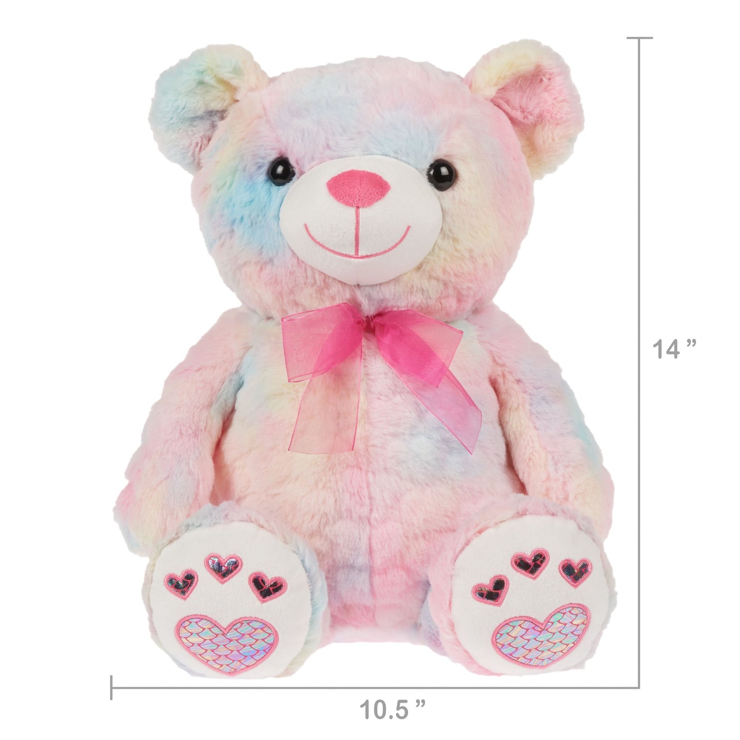 WAY TO CELEBRATE! 15.5" Pink Tie Dye Bear Plush Toy