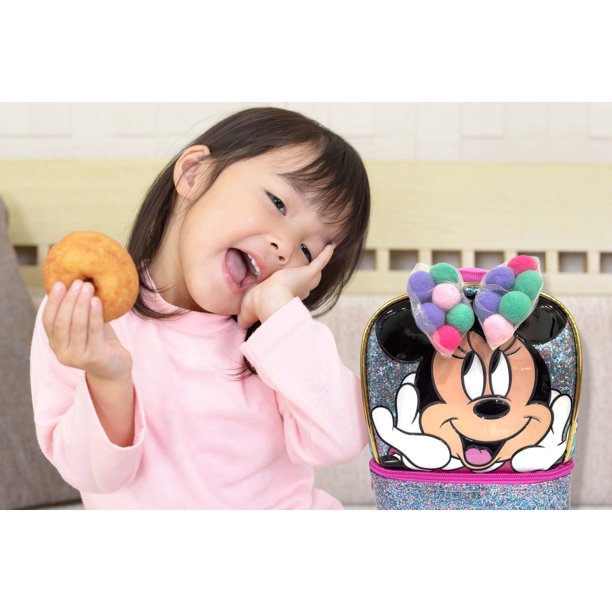 Kids Disney Minnie Mouse Dual Compartment Drop Bottom Lunch Bag for Girls