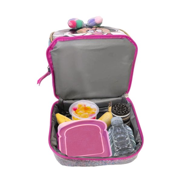 Kids Disney Minnie Mouse Dual Compartment Drop Bottom Lunch Bag for Girls