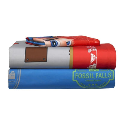 Super Mario Full Sheet Set, Gaming Bedding, Gray and Red, Nintendo
