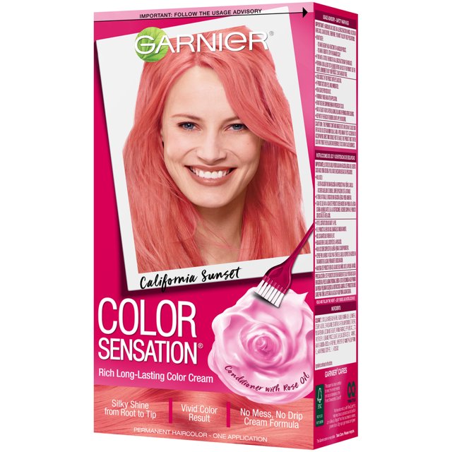 Garnier Sensation Hair Color Cream, 7.26 California Sunset (Coral Pink), 1 Kit