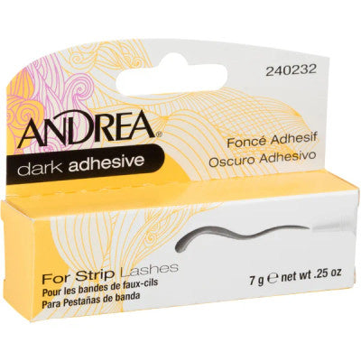 Yellow and white box of dark strip lash adhesive, 7 g tube