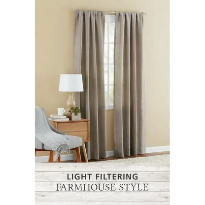 Mainstays Farmhouse Beige Diamond Light Filtering Rod Pocket Panel Pair, 76" x 84"