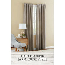 Load image into Gallery viewer, Mainstays Farmhouse Beige Diamond Light Filtering Rod Pocket Panel Pair, 76&quot; x 84&quot;
