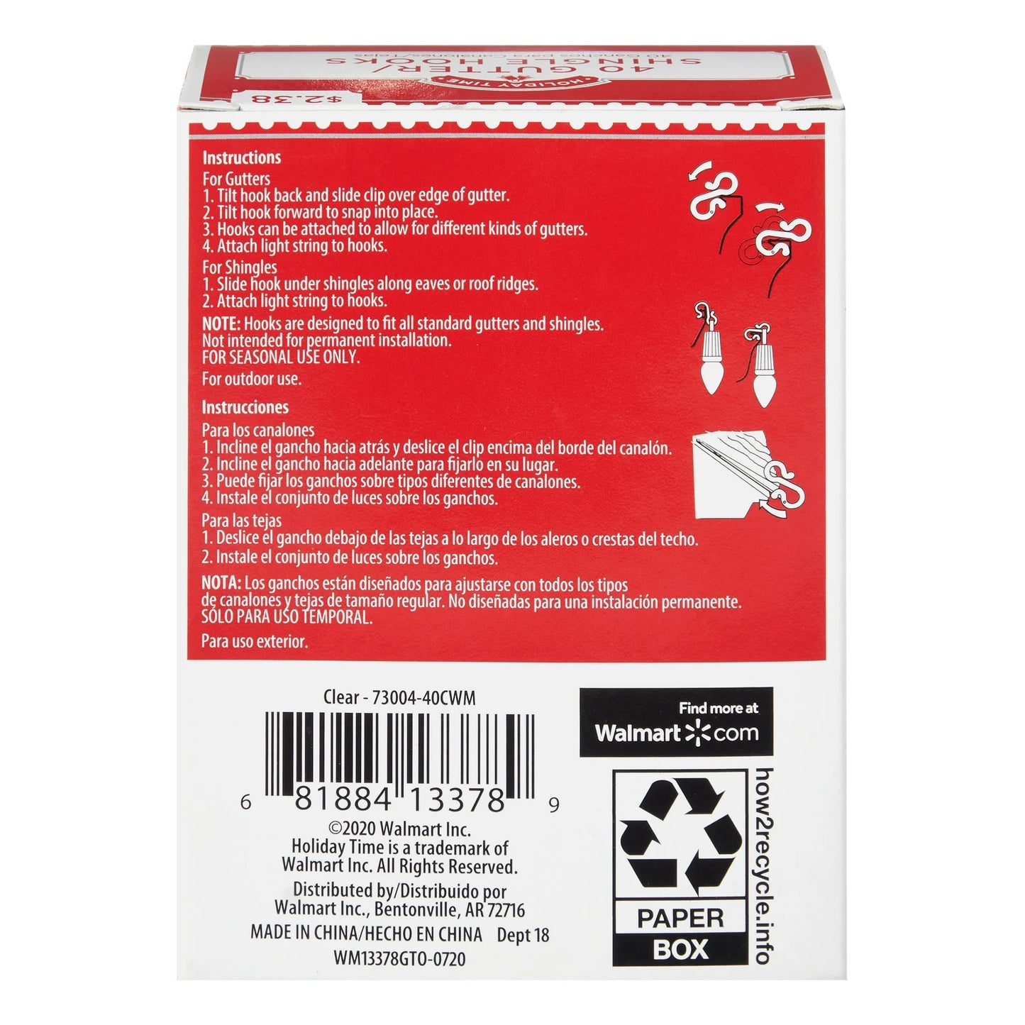 Holiday Time Gutter/Shingle Hooks, 40 Count