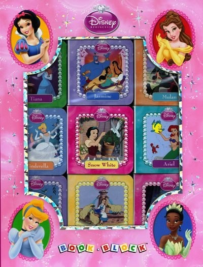 Pink Disney Princess Book Block case holding nine small princess board books
