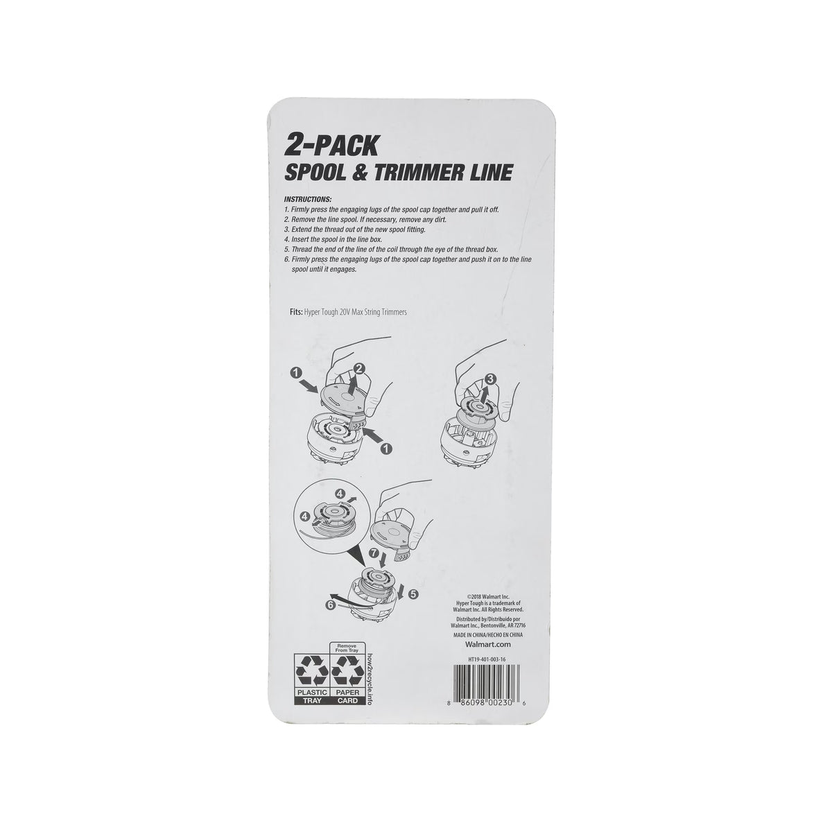 Hyper Tough 20V Max2-Pack Spool & Trimmer Line Nylon, with 0.065" Line Diameter