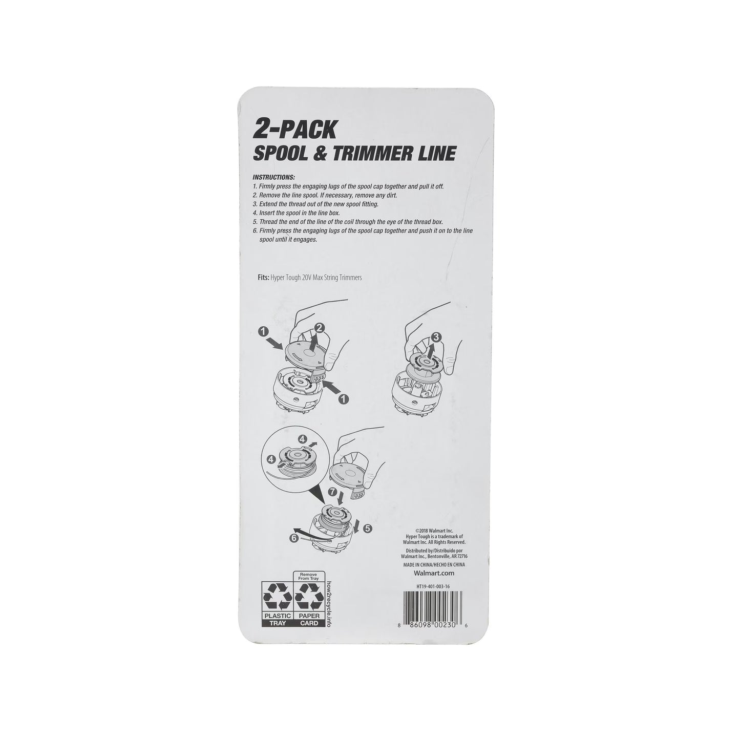 Hyper Tough 20V Max2-Pack Spool & Trimmer Line Nylon, with 0.065" Line Diameter