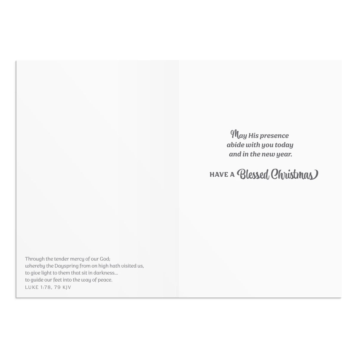 Inside of the snowman Christmas card with a blessing and a scripture verse