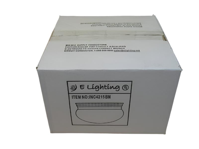 Closed retail box for the brushed nickel flush mount ceiling light