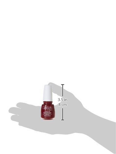 Size guide showing the wine red gel polish in a hand, 3.5 inches tall