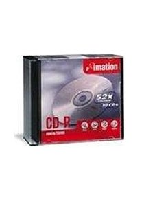 Small view of a slim case of blank 52x CD-R discs with a red label