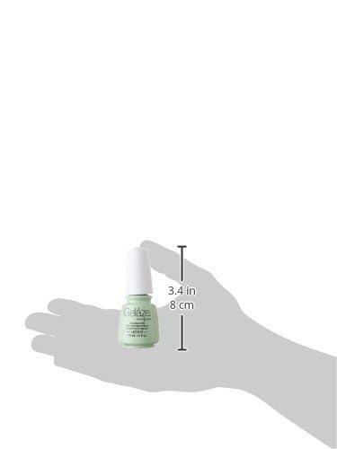 Size guide showing the mint gel polish bottle in a hand, 3.4 inches tall
