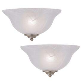 Project Source Wall Sconce Alabaster Glass w Brushed Nickel Finish UPC: 848507002345