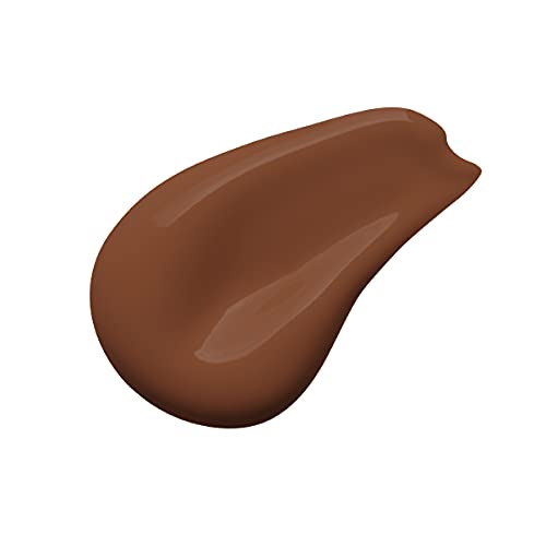 Swatch of rich brown tinted tanning lotion on a white background