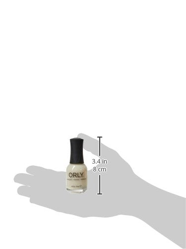 Size guide showing the ivory polish bottle in a hand, 3.4 inches tall