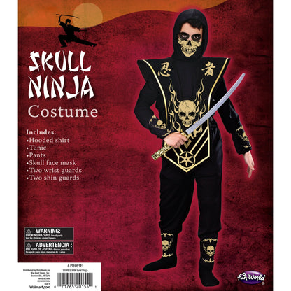 Skull Ninja Halloween Costume for Children, Boys Size L (10/12), by Way to Celebrate