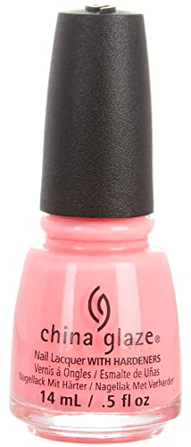 Bottle of light bubblegum pink nail lacquer with a black cap, 14 ml