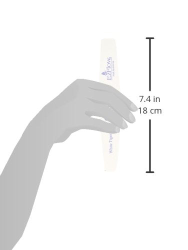 Size guide showing the 7.4 inch nail file held in a grey hand silhouette