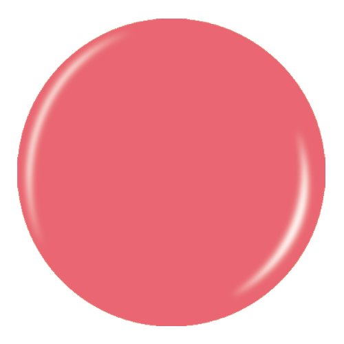Round swatch of coral pink creme nail polish