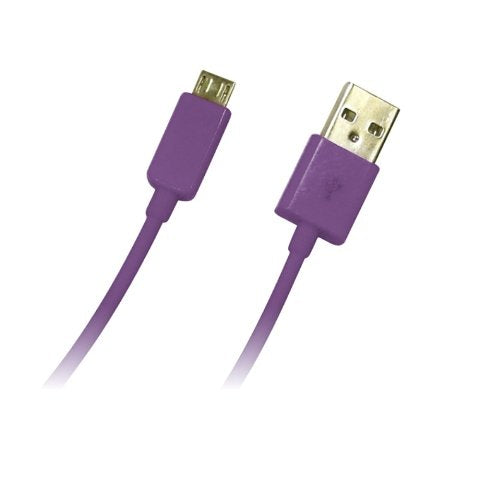 Purple USB charging cable with a USB-A plug and a micro-USB plug