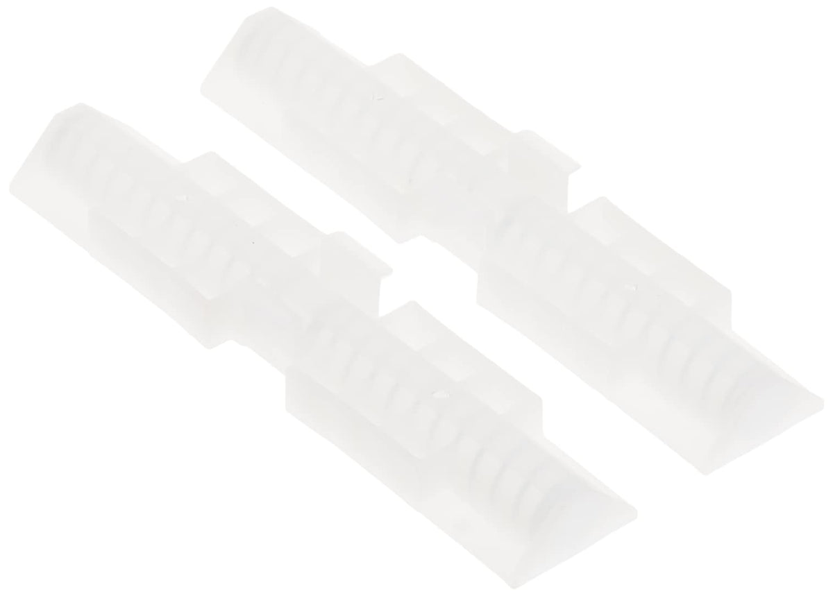 Two white translucent nylon spring-loaded bi-fold door track guides
