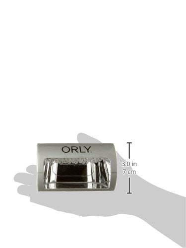 Silver nail lamp held on an outline hand, marked 3 inches tall