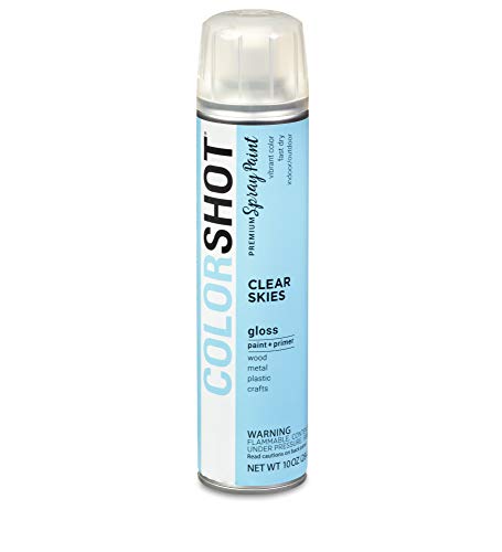 Light blue 10 oz can of gloss spray paint and primer in shade Clear Skies