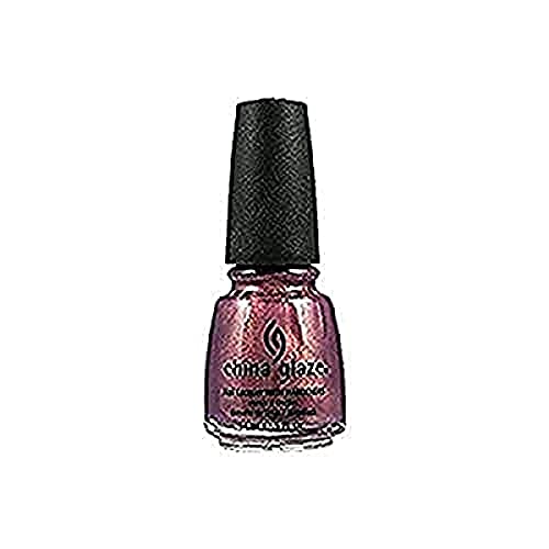 Small bottle of metallic rose mauve nail lacquer with a black cap