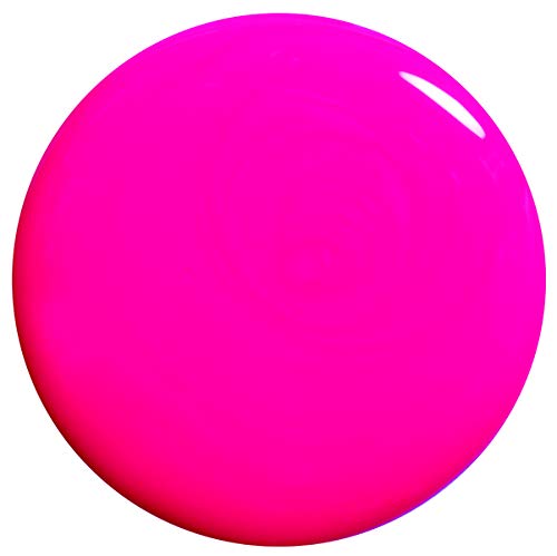Round swatch of glossy hot pink nail polish colour