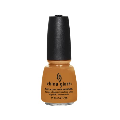 Bottle of mustard caramel creme nail lacquer with a black cap