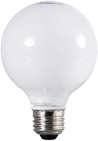 Single frosted white round globe bulb with a silver screw base