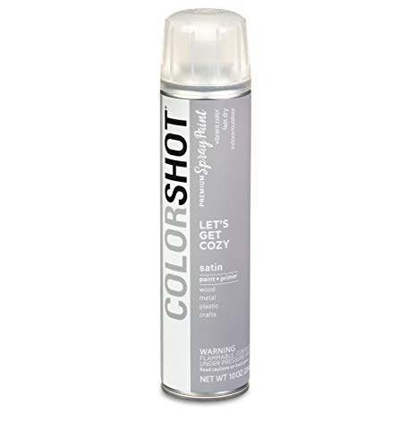 Grey 10 oz can of satin spray paint and primer in shade Let's Get Cozy