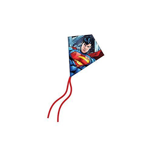 Small diamond kite with a comic-style Superman and two long red tails