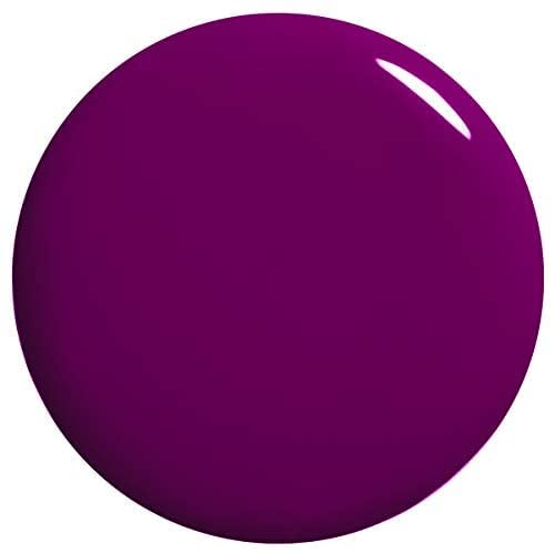 Round swatch of glossy deep plum nail polish colour