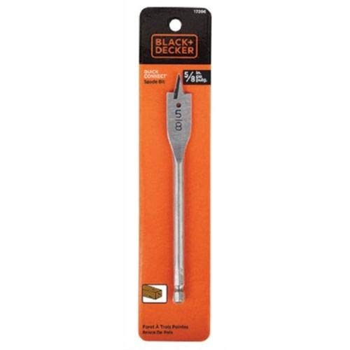Black and Decker 5/8 inch quick connect spade wood boring bit on orange card
