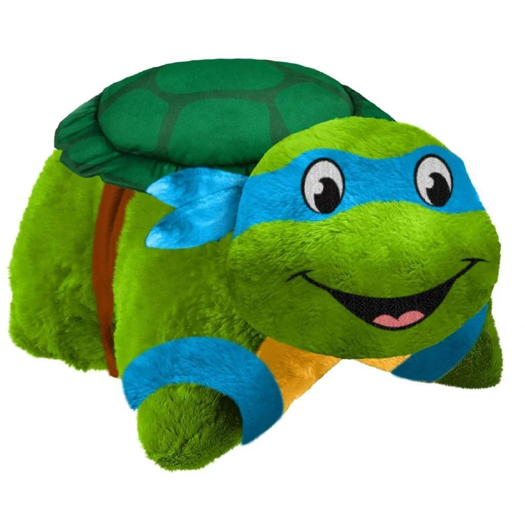 Leonardo ninja turtle Pillow Pet with blue mask and dark green shell