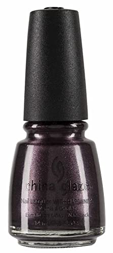 Bottle of deep plum nail lacquer with a fine silver shimmer