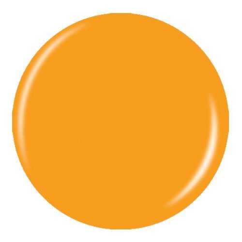 Round swatch of marigold orange creme polish