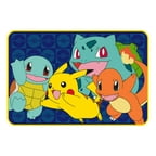 Blue rug with Pikachu, Squirtle, Bulbasaur and Charmander