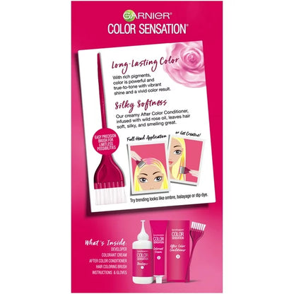 Garnier Sensation Hair Color Cream, 7.26 California Sunset (Coral Pink), 1 Kit