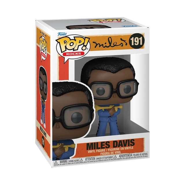 Boxed Miles Davis vinyl figure number 191 holding a gold trumpet
