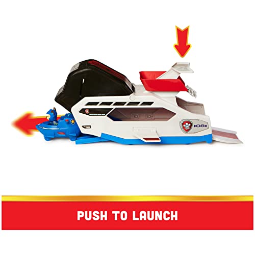 Arrows showing the shark sub launching out when the top is pushed, push to launch