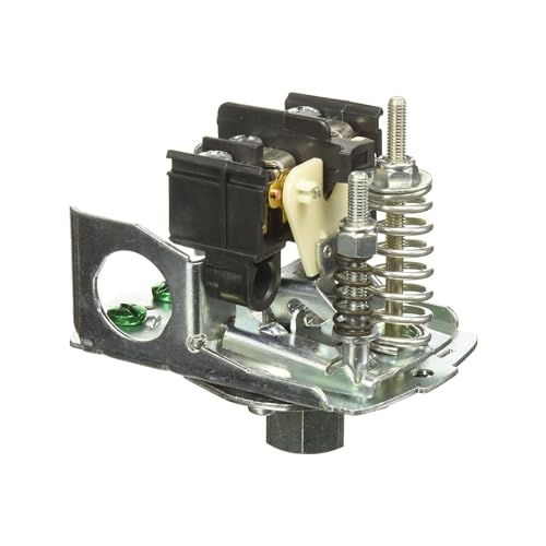 Pressure switch with the cover off, showing contacts, terminals and two adjustment springs
