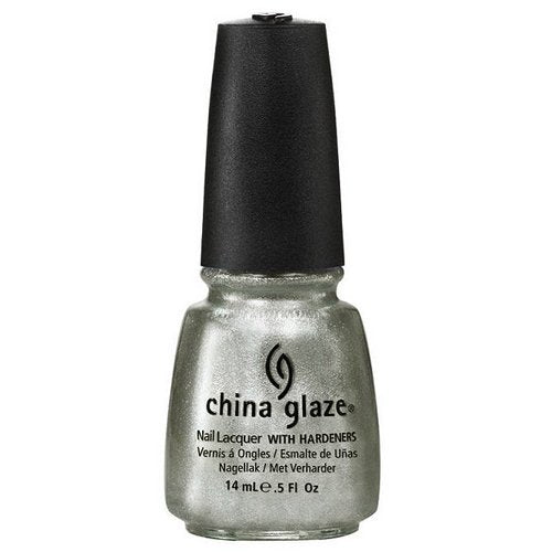 Bottle of metallic silver foil nail lacquer with a black cap