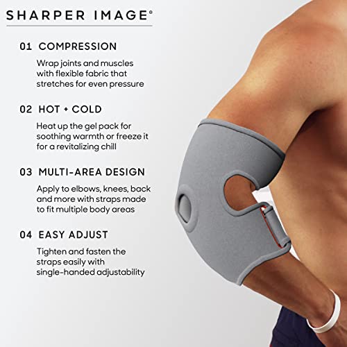 Man wearing the grey wrap on his elbow beside four numbered features