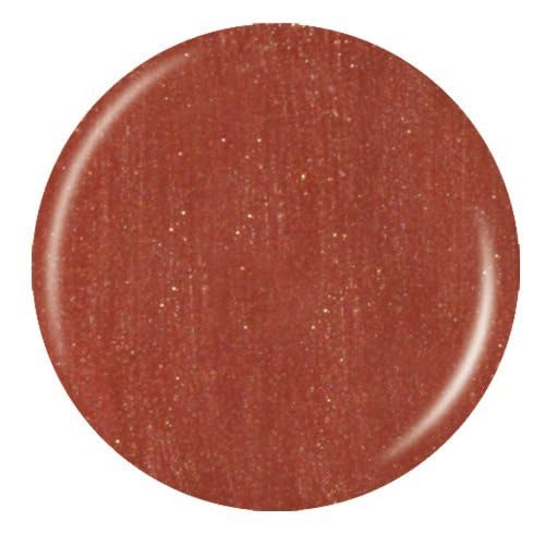 Round swatch of copper brown polish with fine gold sparkle