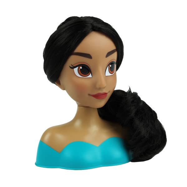 Jasmine styling head with black hair gathered in a full low side bun