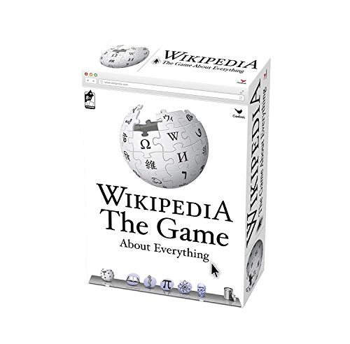 White board game box with a puzzle-piece globe, the game about everything